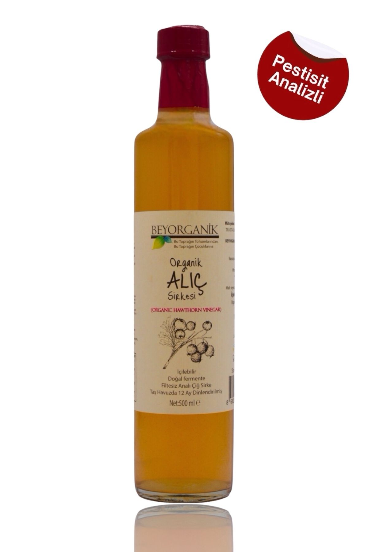 BEYORGANİK ORGANİK Alıç Sirkesi (Pestisit Analizli) 500ml