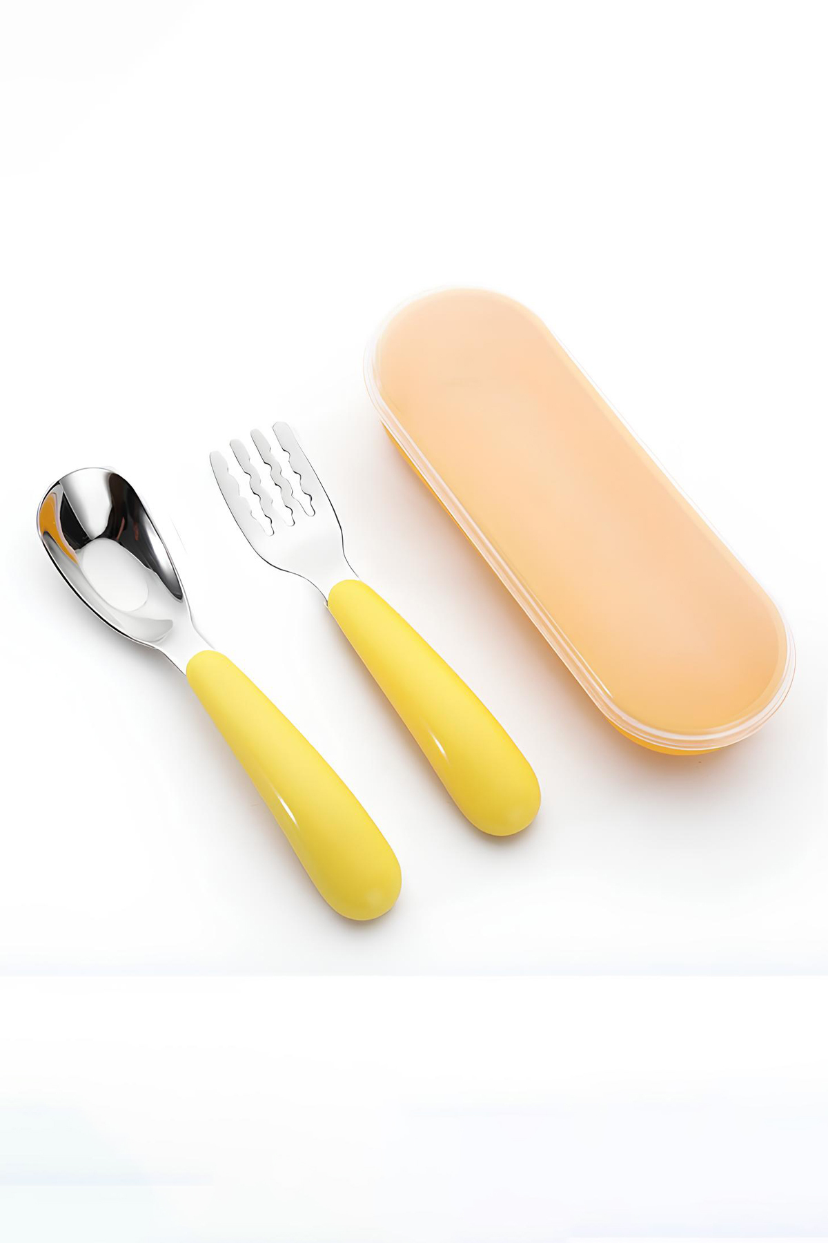 Chavin 304 Çelik Sarı Bebek Çocuk Kaşık ve Çatal Seti cin770sr fotoğrafı 2 (önizleme)