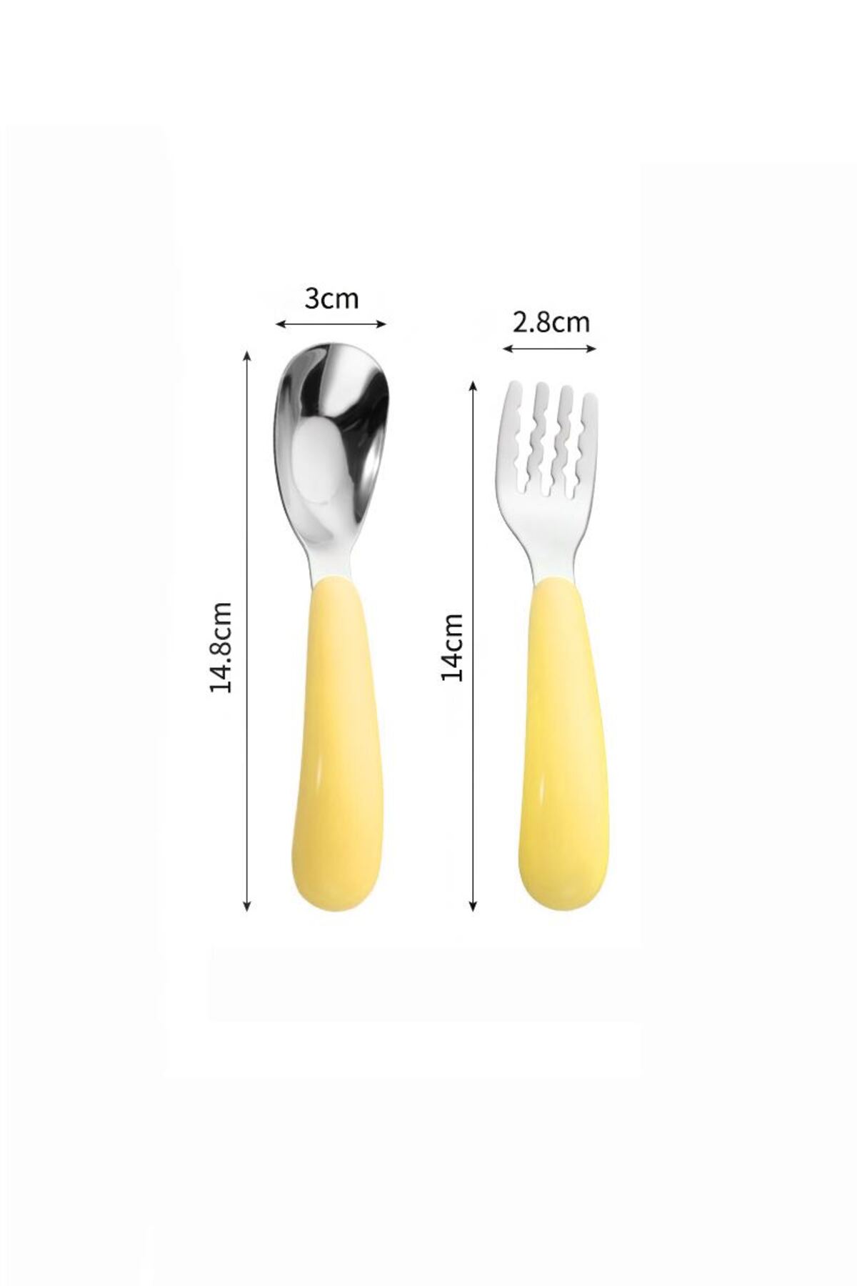 Chavin 304 Çelik Sarı Bebek Çocuk Kaşık ve Çatal Seti cin770sr fotoğrafı 4 (önizleme)