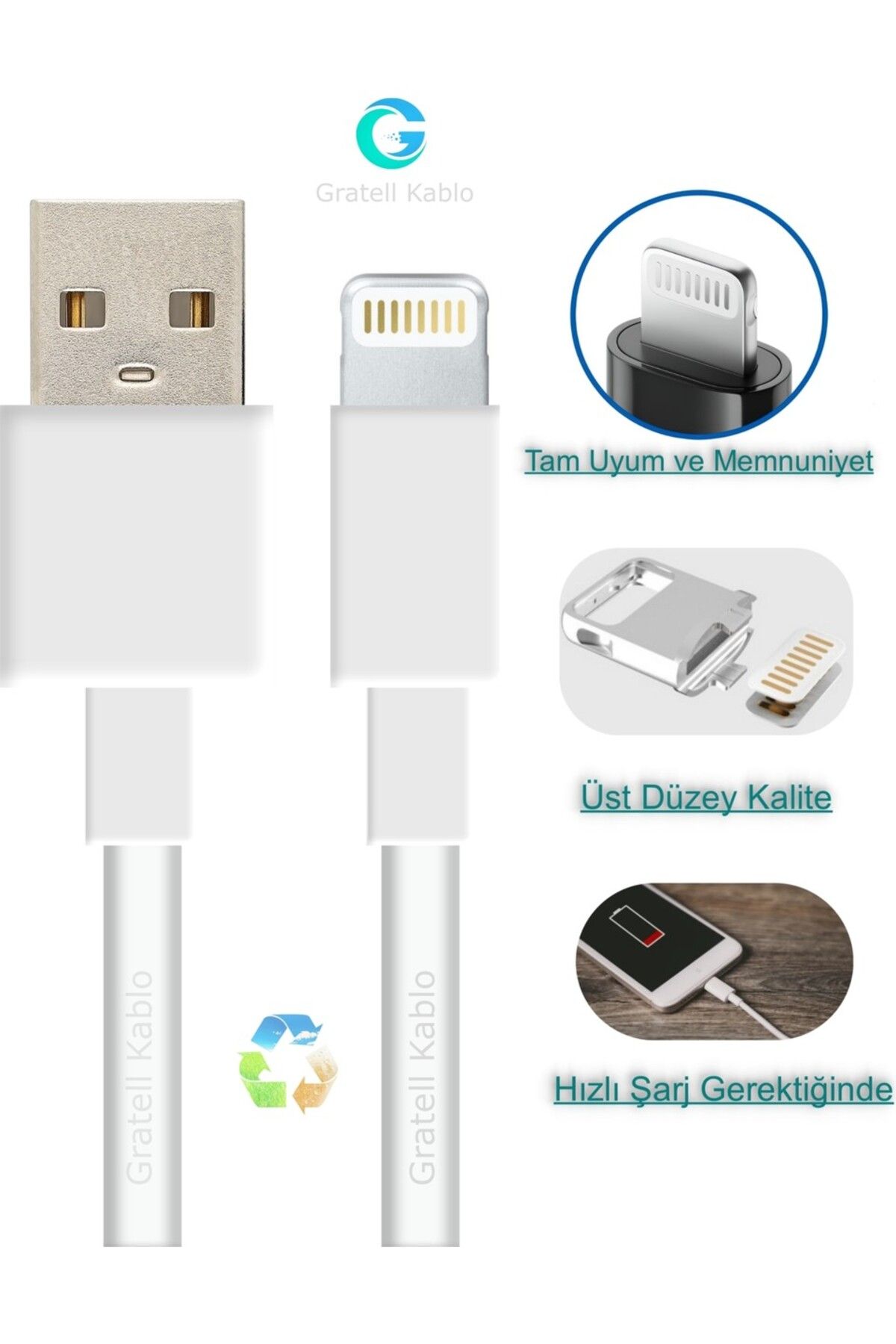 Iphone Lightning To Usb 20w 1 Metre Hızlı Şarj Kablosu - Yüksek Veri Aktarım Hızı