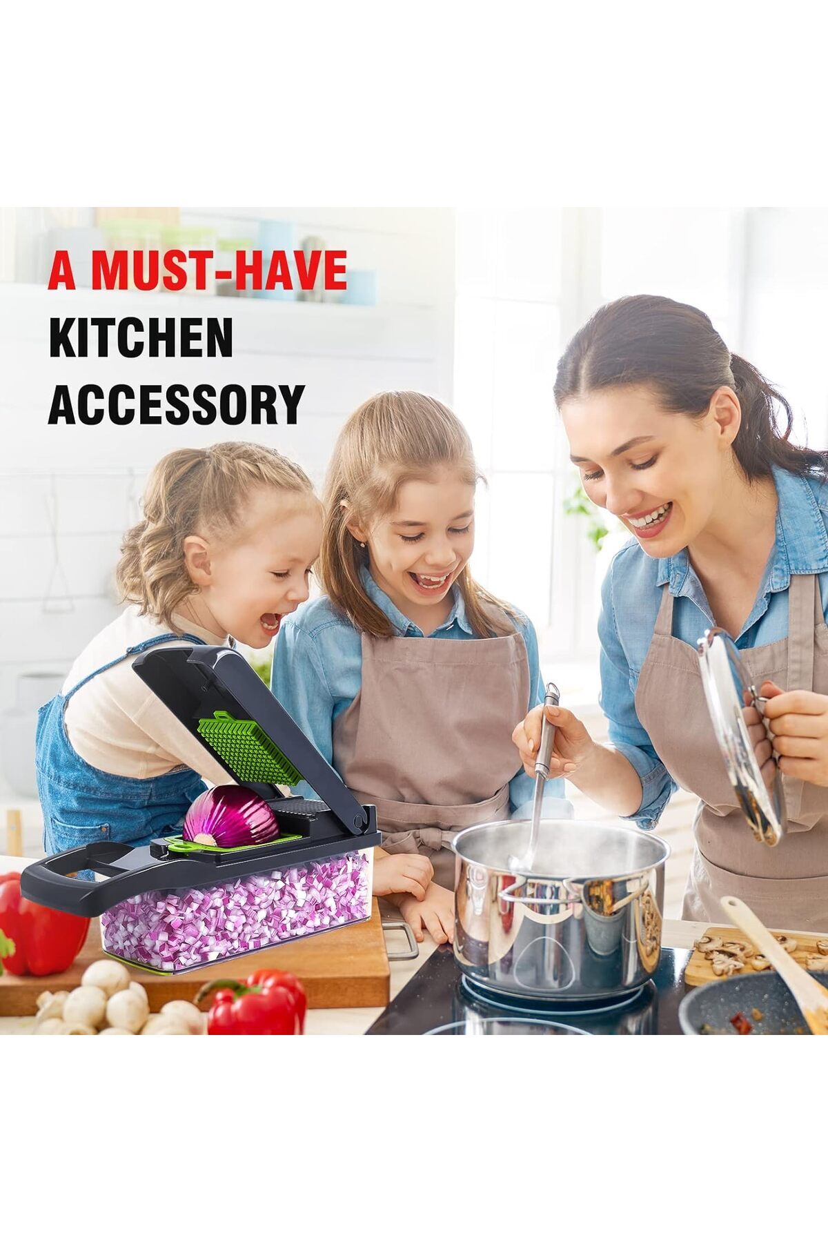 AWH-14-in-1 Vegetable Chopper, Pro Onion Slicer, 8 Blades Cutter, with Container for Garlic, Carrot 5