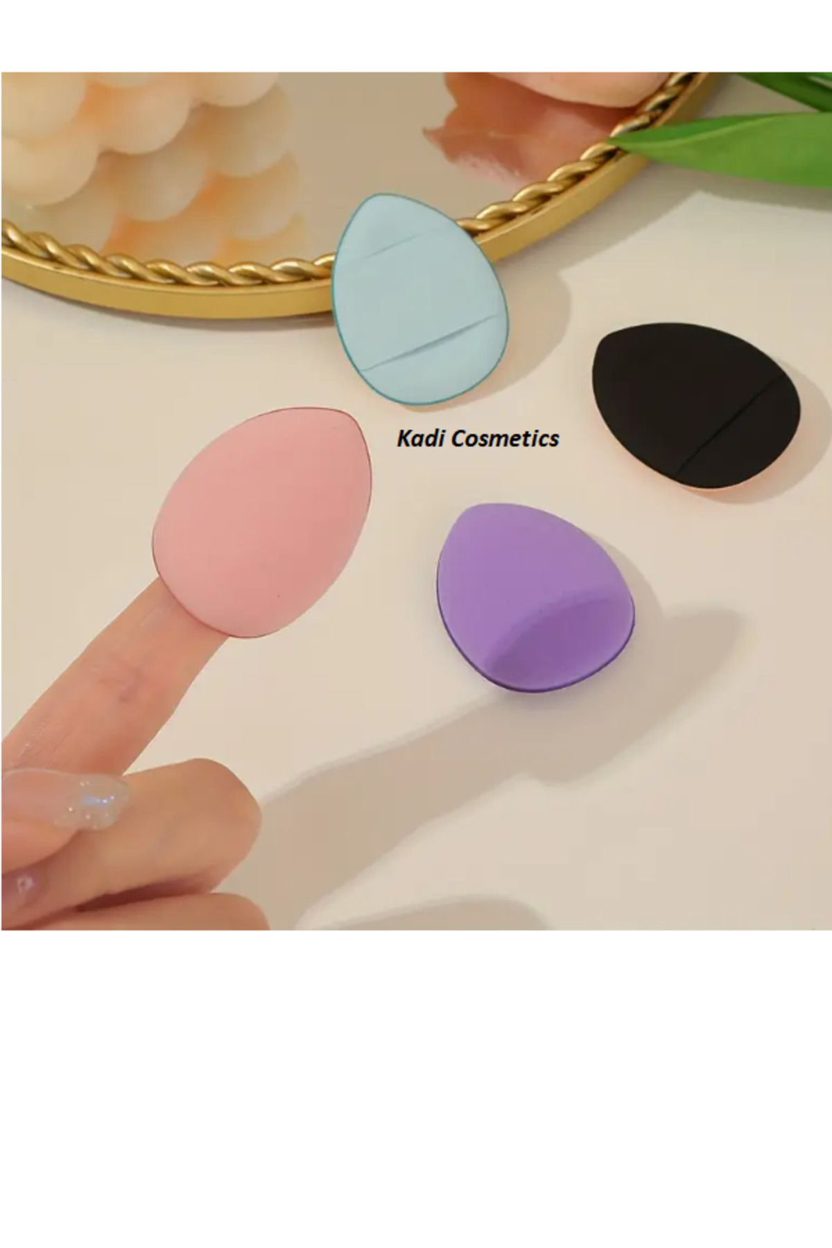 Kadi Cosmetics 4 Adet Parmak Pudra Süngeri Mini Başparmak Makyaj Süngeri