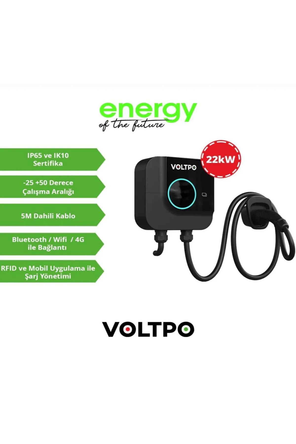 VOLTPO VOLTGO 22 KW AC Elektrikli Araç Şarj Ünitesi