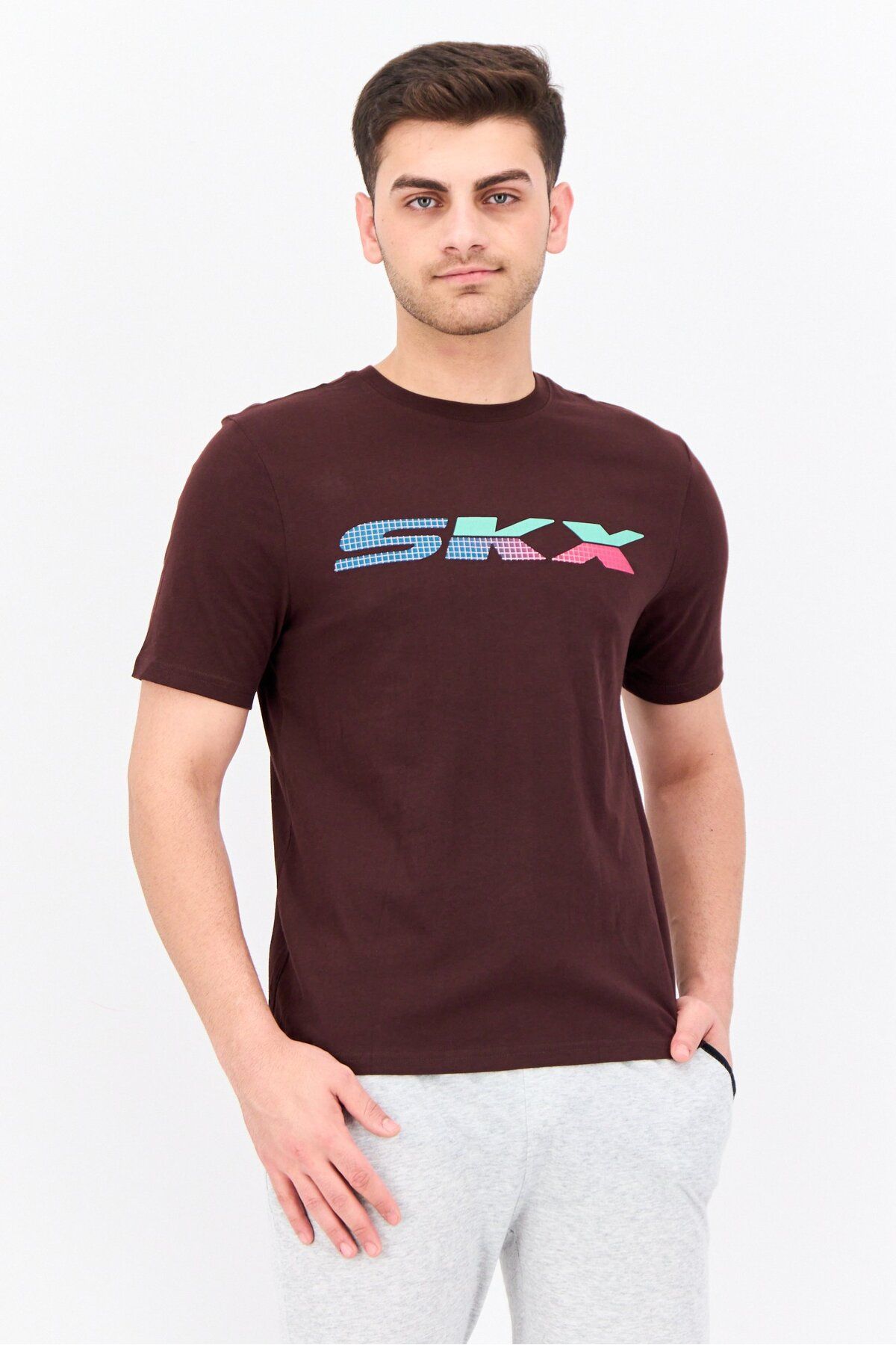 SKECHERS-Men Sportswear Fit Short Sleeves Training T-shirt, Dark Burgundy 1