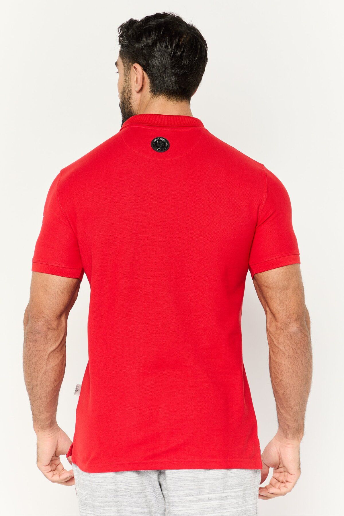 Plein Sport-Men Sportswear Fit Short Sleeves Outdoor Polo Shirt, Red 4