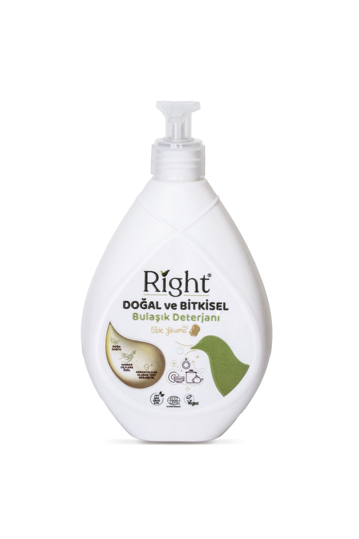 RIGHT Doğal ve Bitkisel Bulaşık Deterjanı 600 ml (ECOCERT DOĞAL DETERJAN VEGAN SERTİFİKALI)