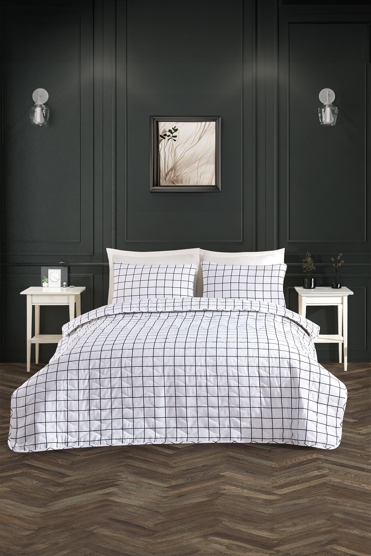 Eponj Home-Double Quilted Bedspread Set - Artus Black 3