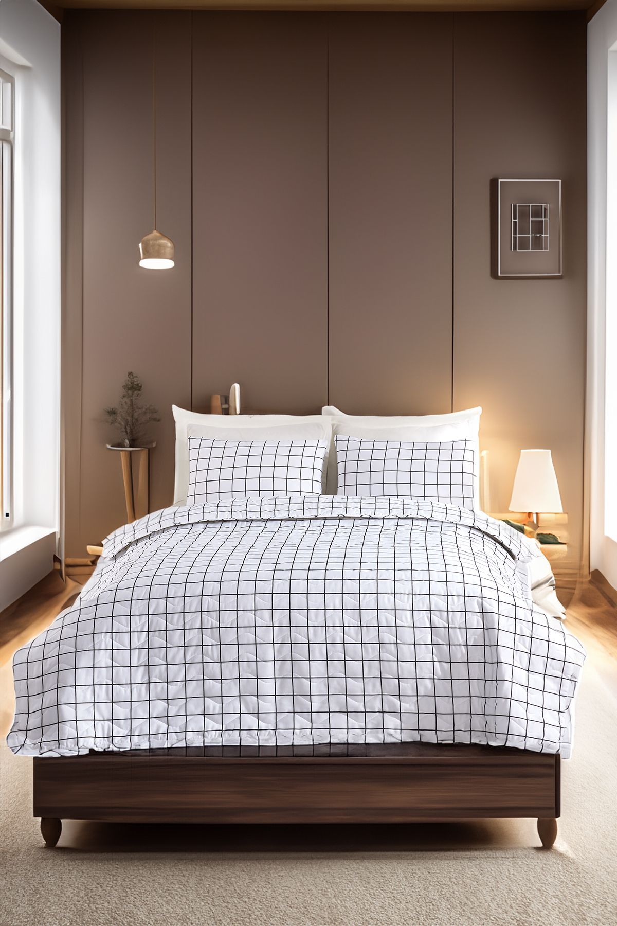 Eponj Home-Double Quilted Bedspread Set - Artus Black 4