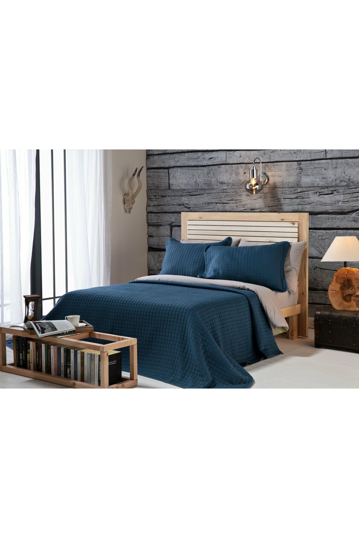 Bellona-Alvin Double Bedspread Set, Indigo Color 1