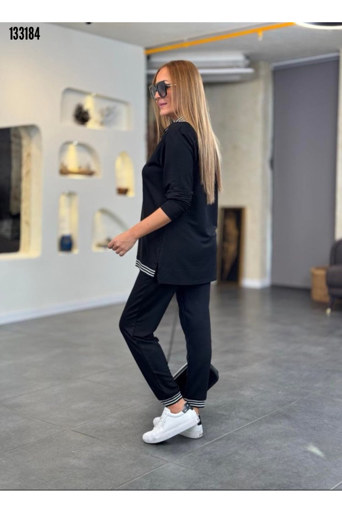 Kokosh moda Kadın Desen Detaylı Fermuarlı Büyük Beden Şık Alt Üst İkili Takım görsel 3