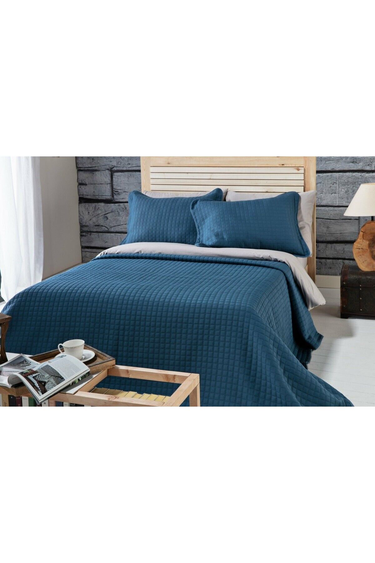 Bellona-Alvin Double Bedspread Set, Indigo Color 2