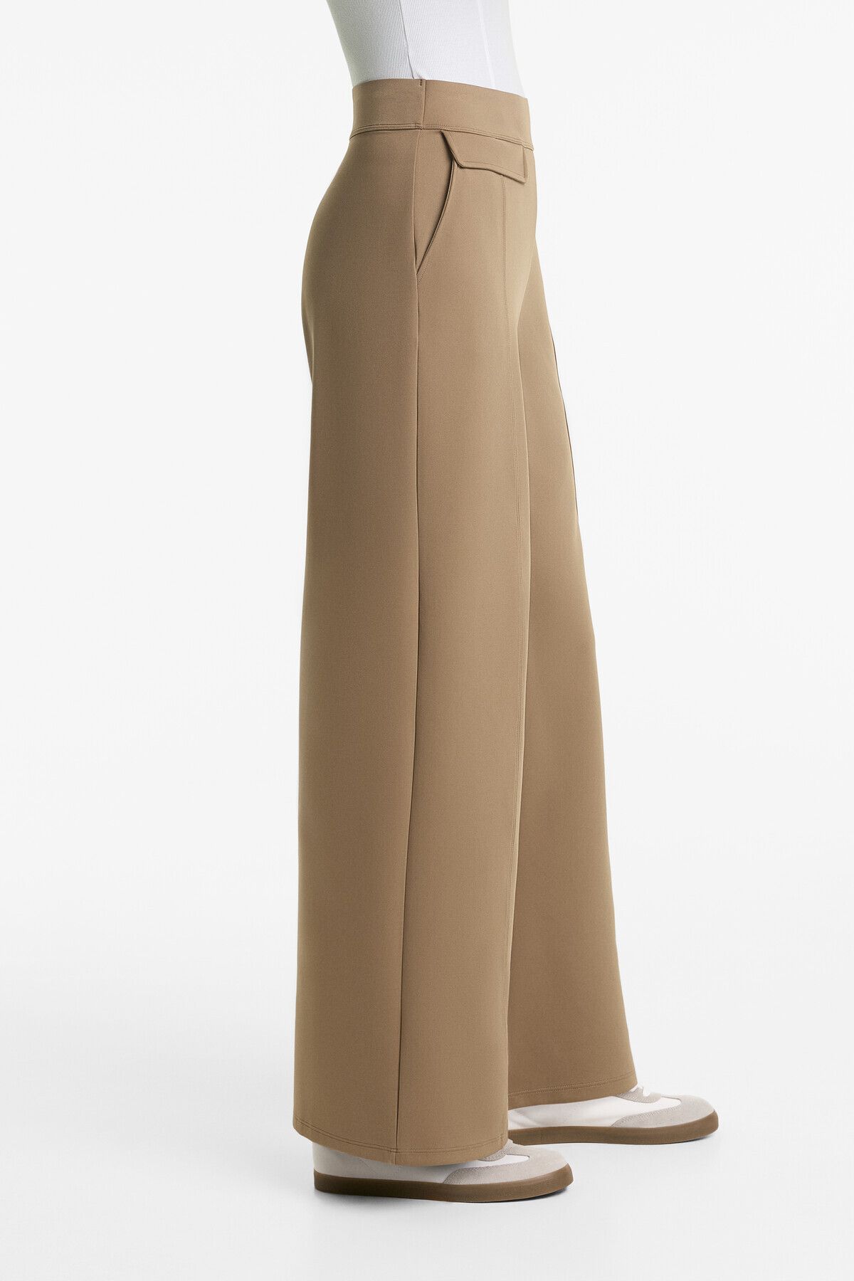 Oysho-Neoprene-effect bootcut trousers 7