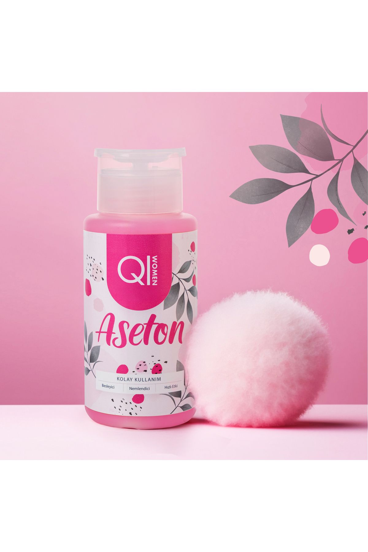 Qiwomen Besleyici Oje Çıkarıcı Pompalı Aseton 200ml