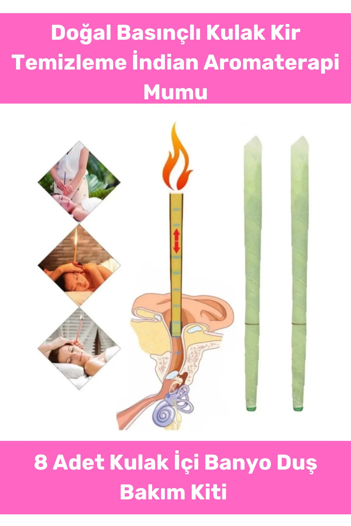 Floranova Özel Üretim Doğal Basınçlı Etkili Kulak Kir Temizleme İndian Aromaterapi Çubuğu Mumu - 8 Adet