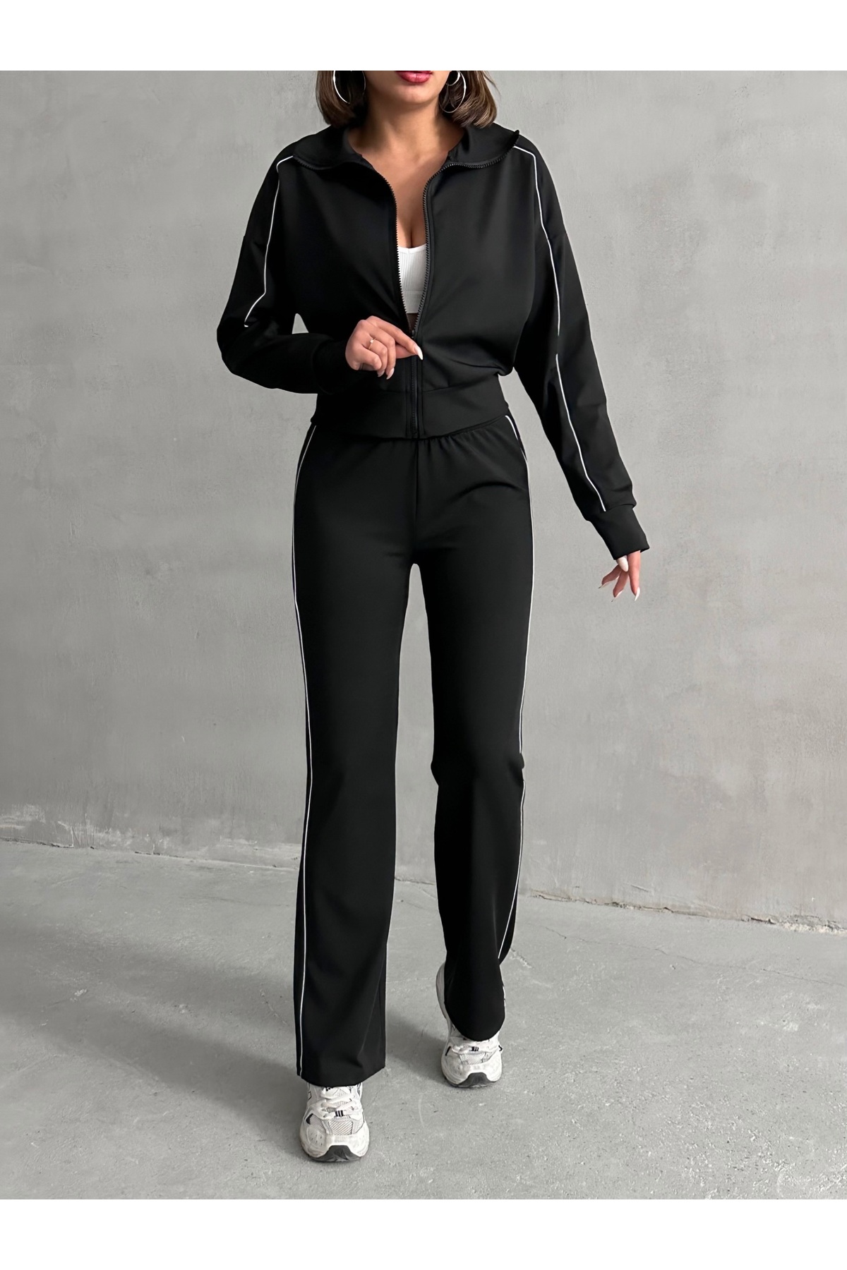 Miss Prova  Biye Detaylı Dalgıç\Scuba Kumaş Spor Ceket\Sweatshirt MISSSK2519 - Görsel 6