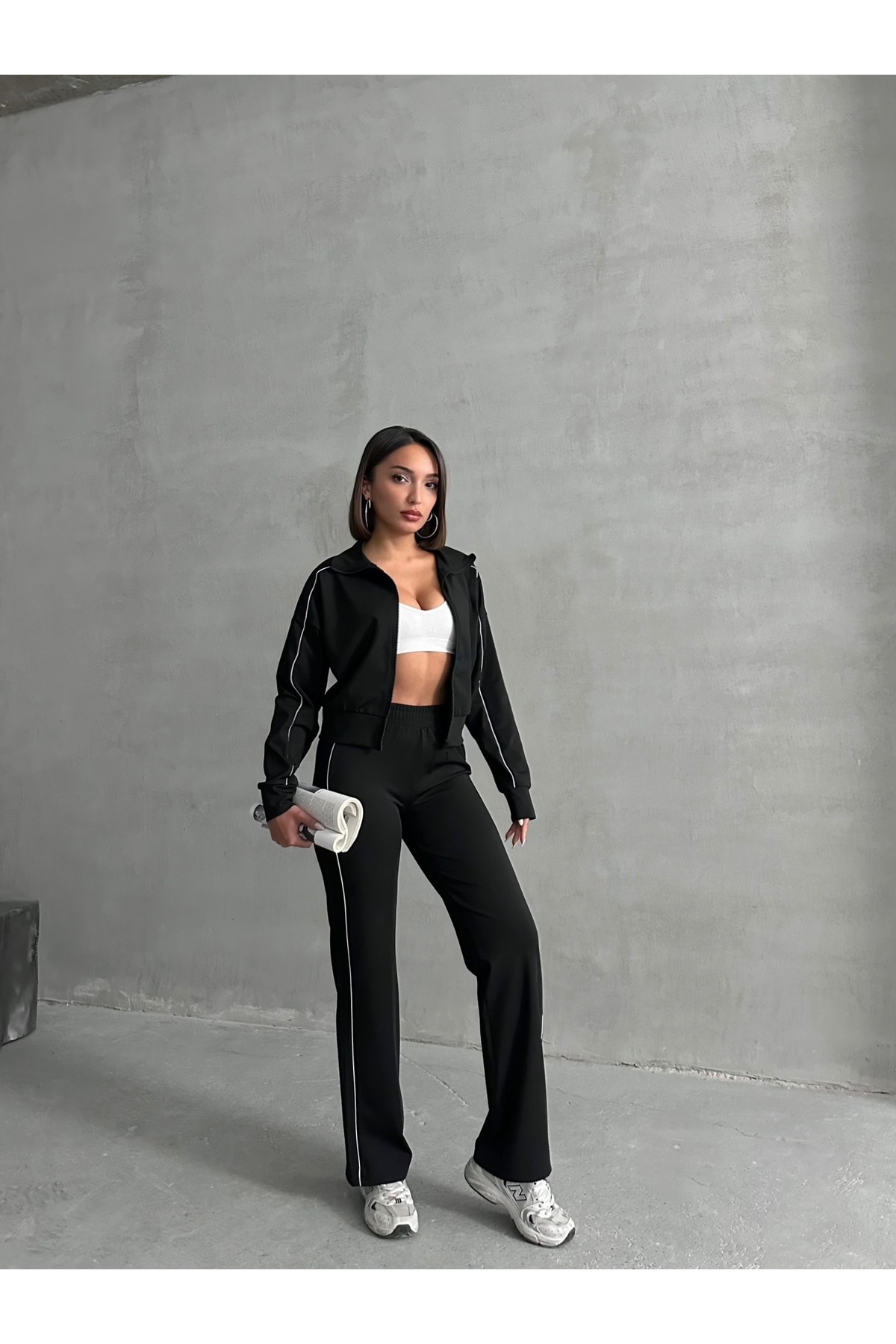 Miss Prova  Biye Detaylı Dalgıç\Scuba Kumaş Spor Ceket\Sweatshirt MISSSK2519 - Görsel 3