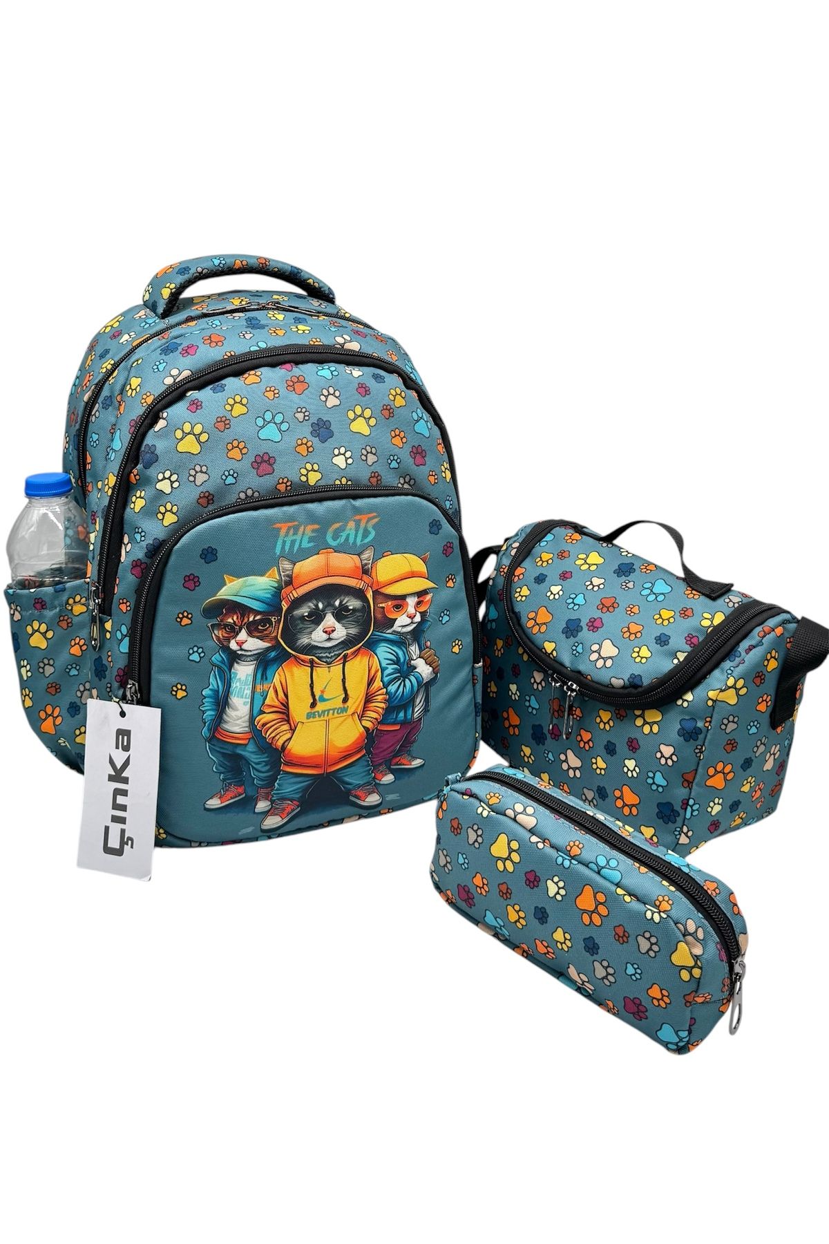 ms mixxstore Rucsac Pentru Băieți Cu Model De Pisici, Cu Suport Pentru Nutriție Și Stilou Pentru Școală Primară Masculin - Mărime unică