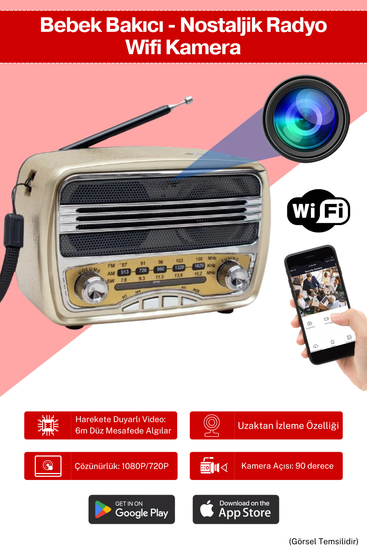 Viontra Tech Nostaljik Radyo Gizli Kamera - Bebek Bakıcı Kamera