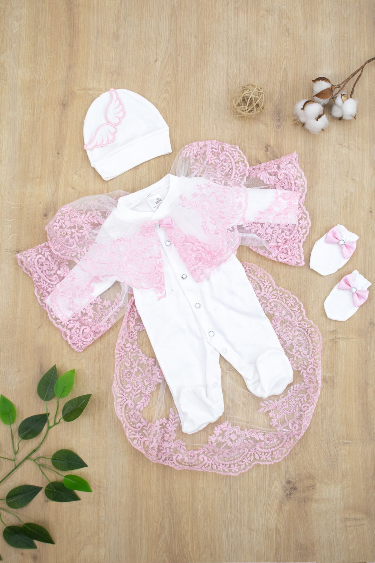 Sitilin-French Lace Cloak Baby Girl Romper Set - Luxurious Mevlütlük, Cool Ornate Stl6940 2