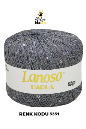 Lanoso Parla 5351 - Yumuşak Simli Pullu El Örgü İpi - %75 Glitter Yarn %25 Pa...