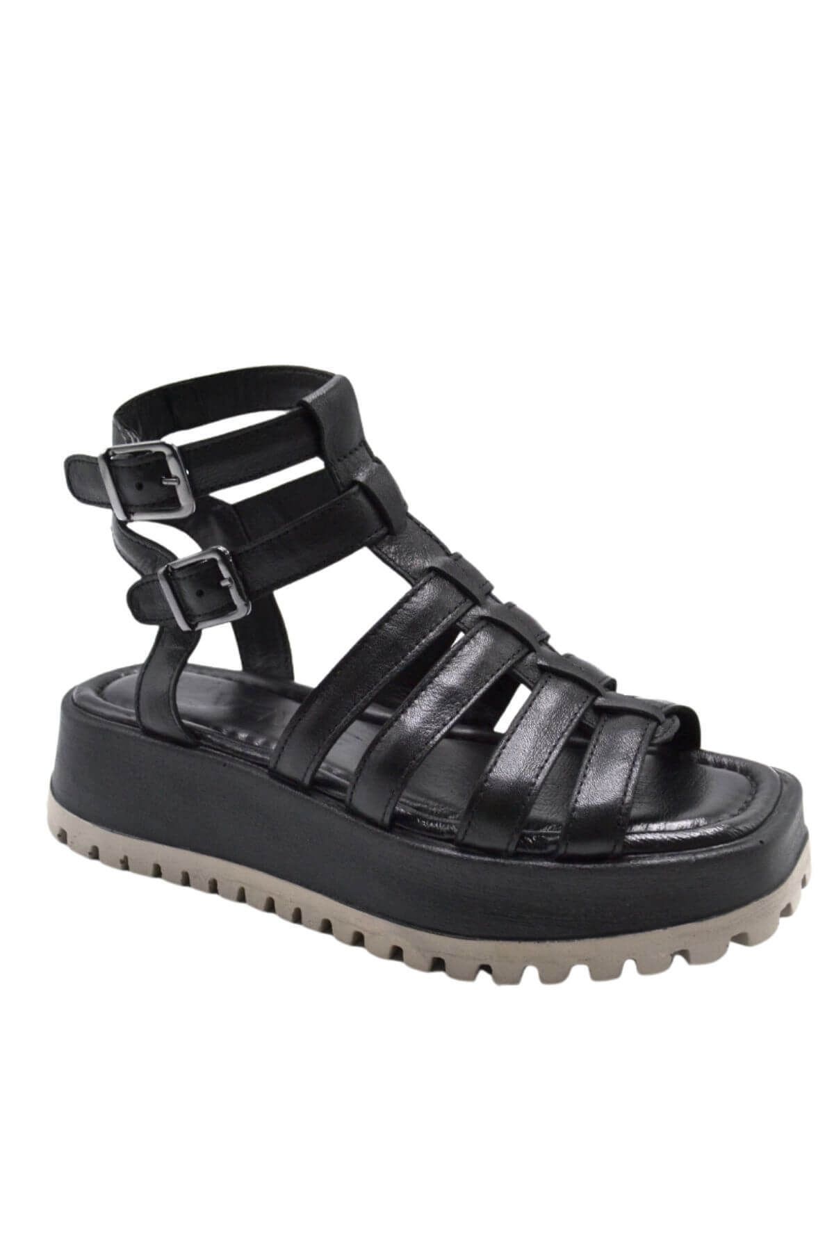 Venüs-Sandale din piele pentru femei Gladiator Comfort - Negru 2338005 Y 2