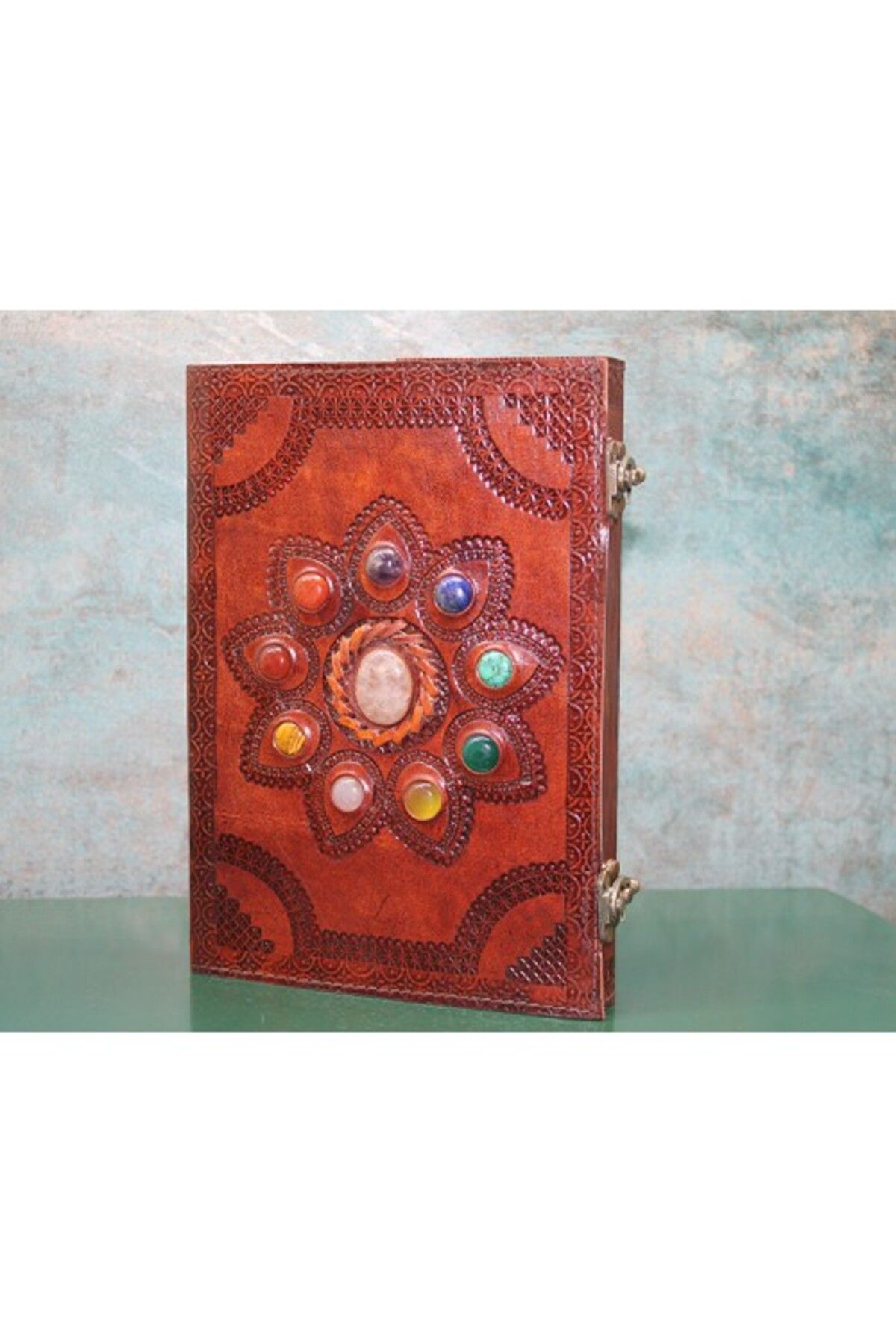 Kapamarka Taşlı Deri Defter Model 14
