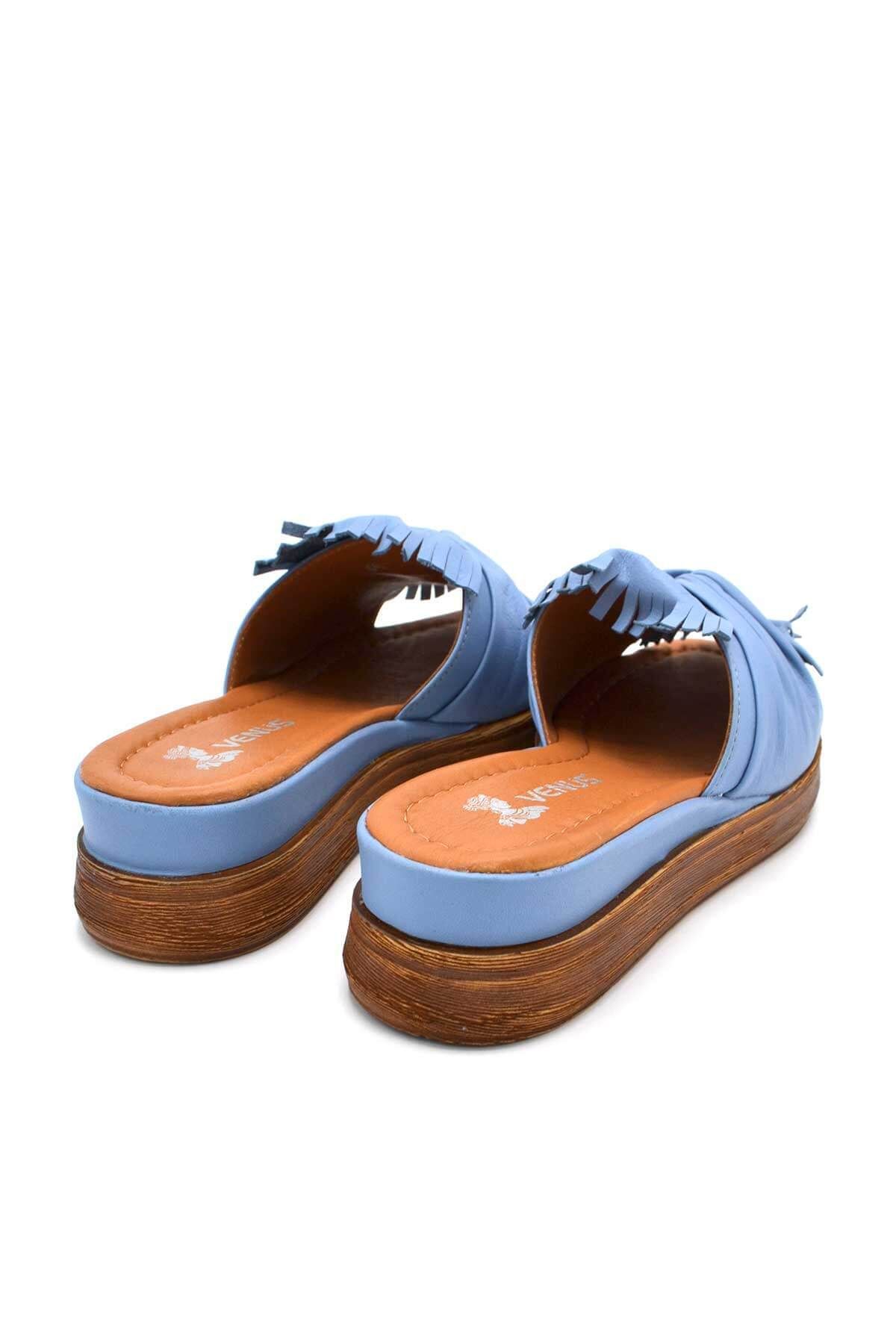 Venüs-Blue Casual Leather Women's Slippers - 2216404 Y 3