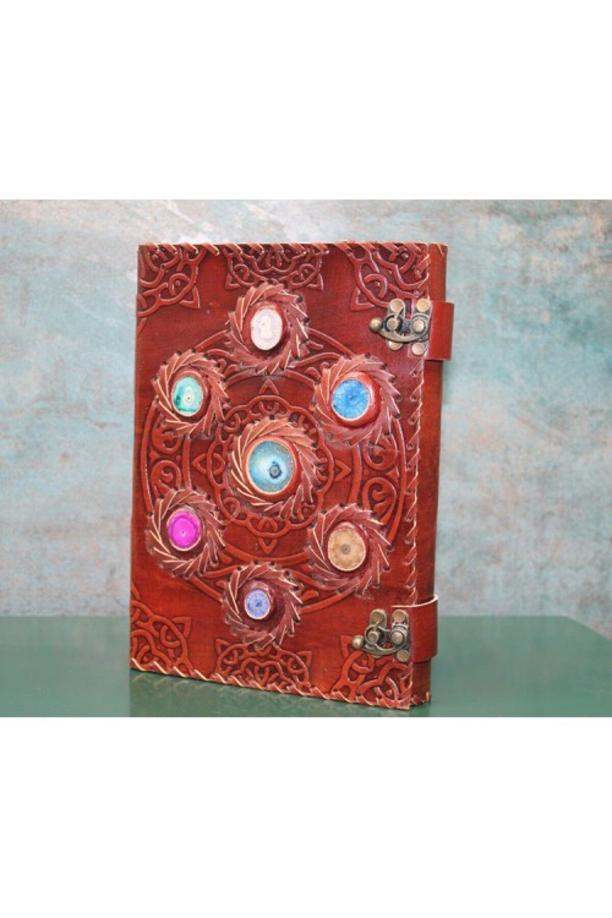 Kapamarka Taşlı Deri Defter Model 12