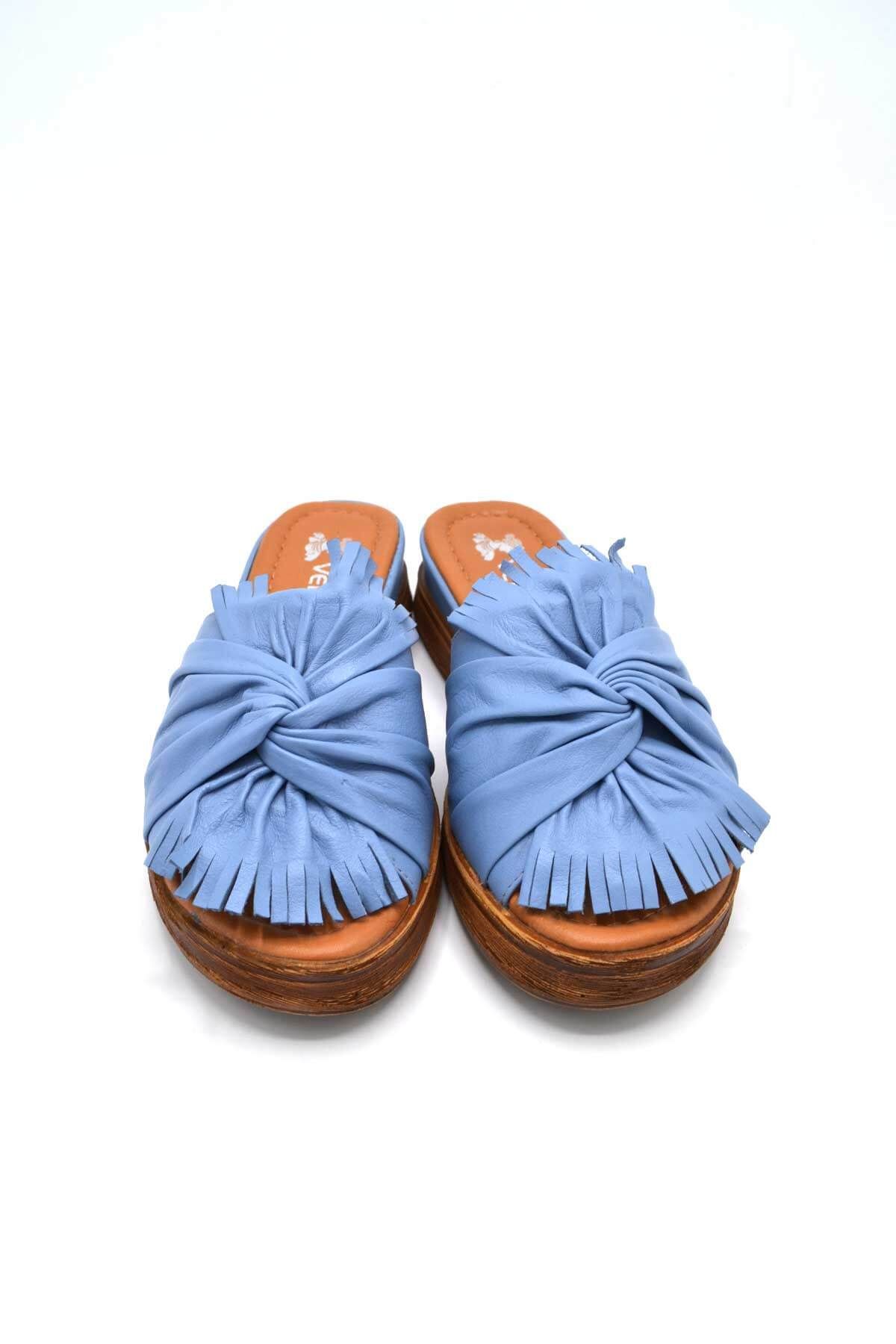 Venüs-Blue Casual Leather Women's Slippers - 2216404 Y 6