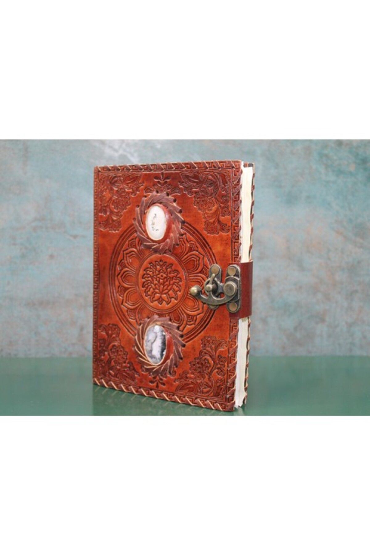Kapamarka Taşlı Deri Defter Model 2