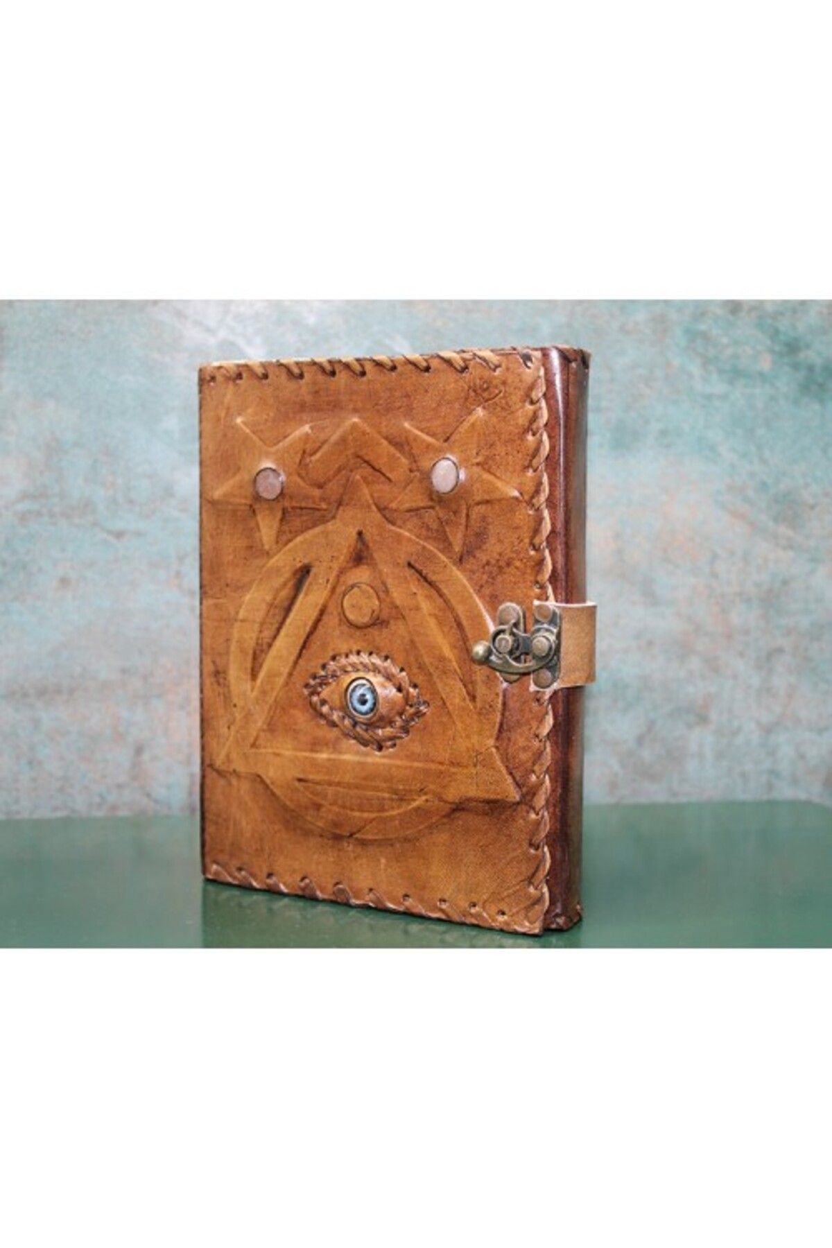 Kapamarka Taşlı Deri Defter Model 4