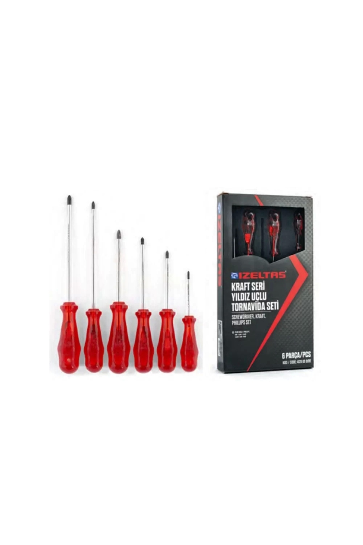 İzeltaş 4120008106 Kraft Seri Yıldız Uçlu Tornavida Takımı 6 Parça