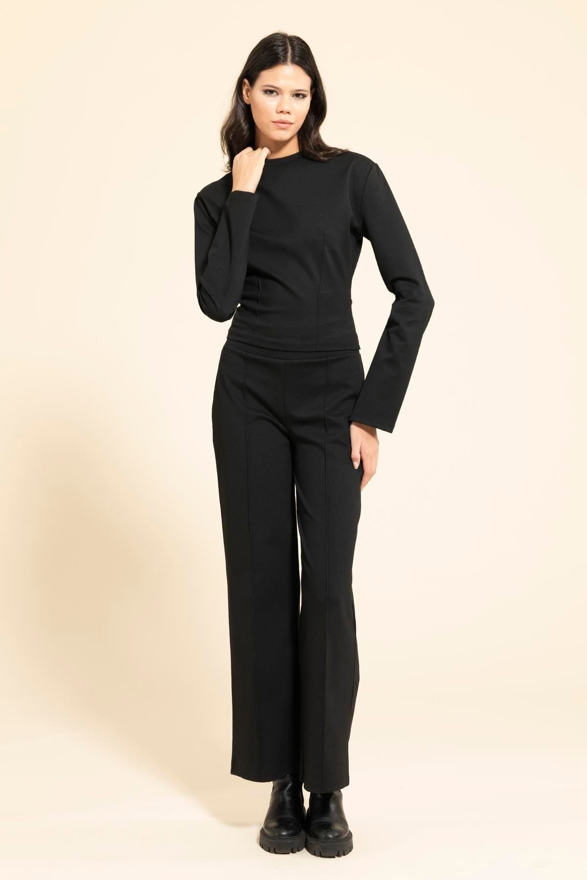 FOR YOU MODA-Black Bottom and Top Set with Front Snap Detail 3