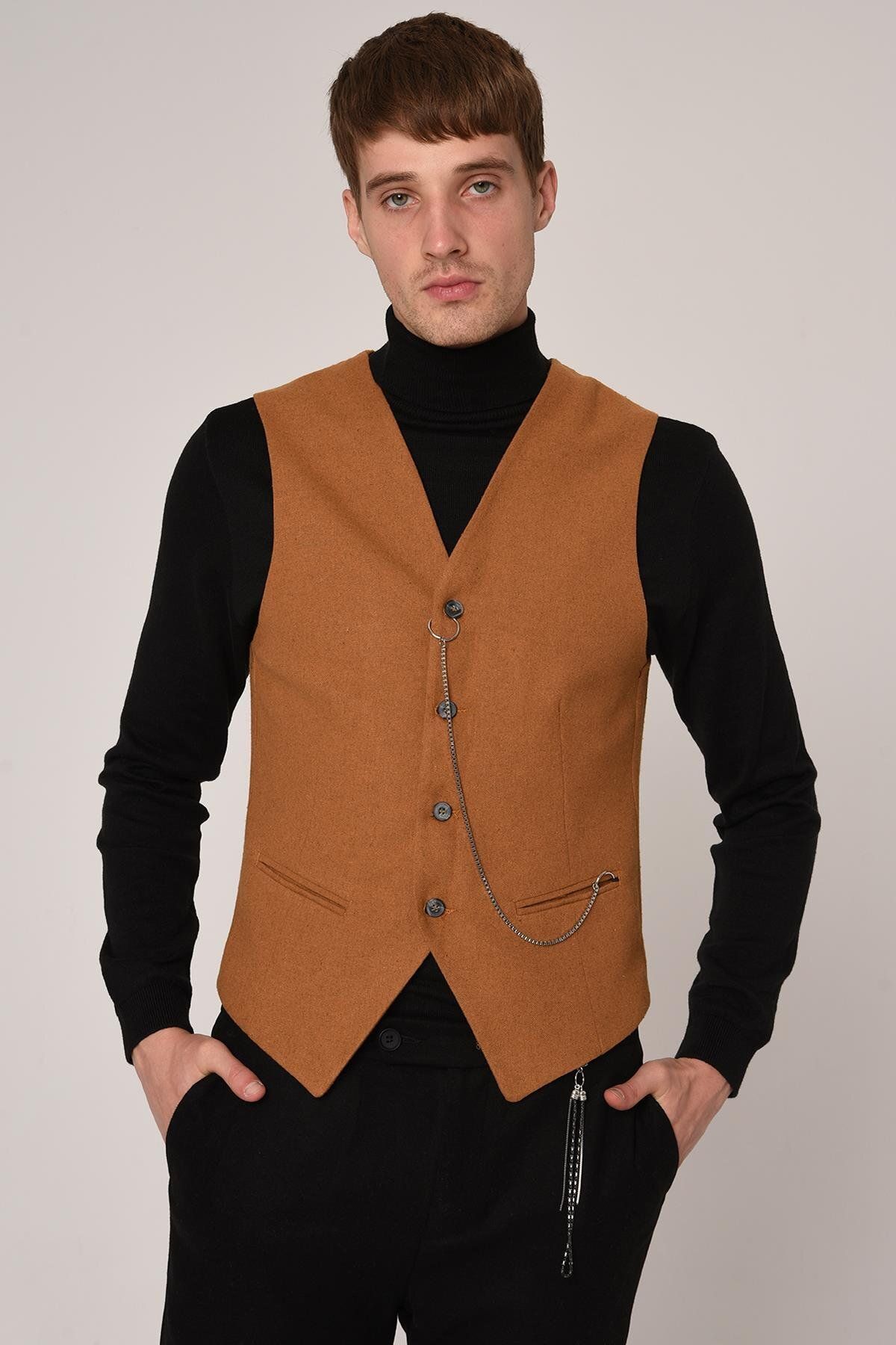 Antioch-Мъжки потник Slim Fit в горчица 1