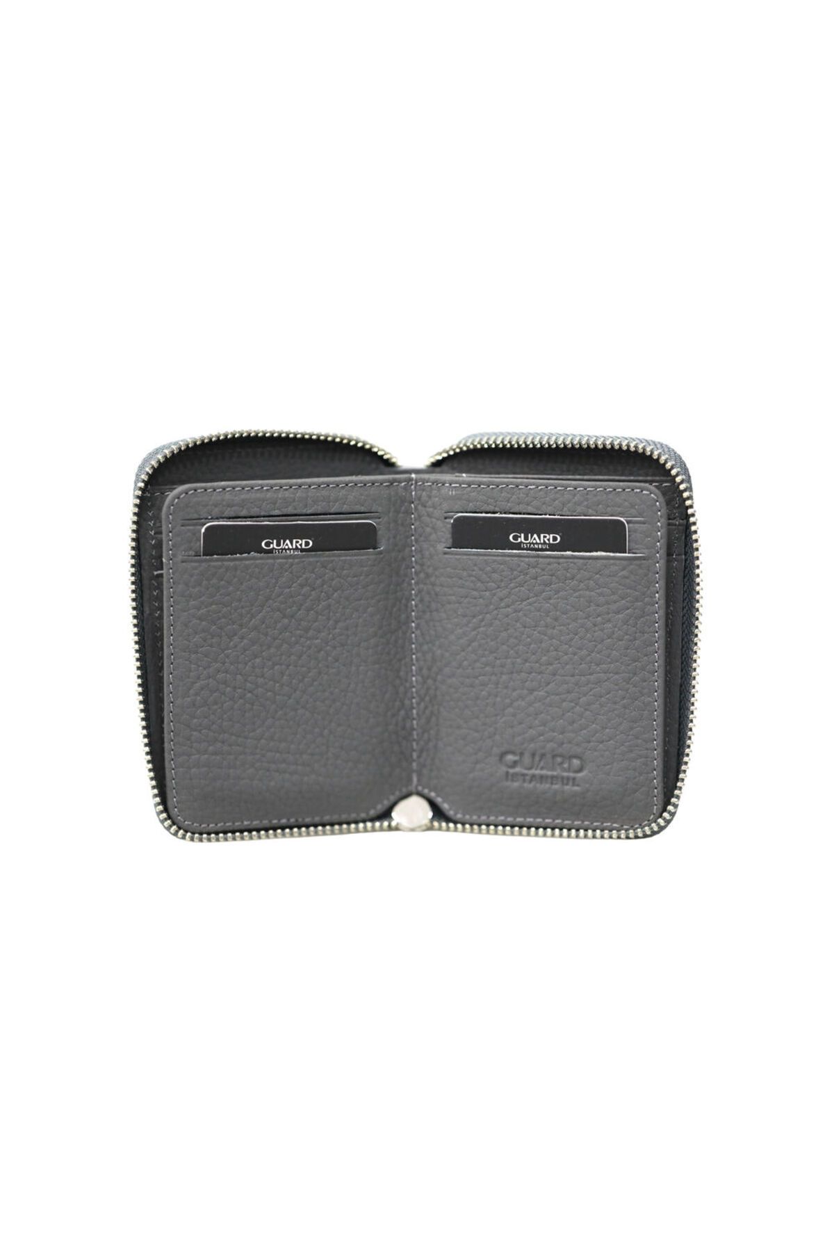 GUARD-Anthracite Genuine Leather Zippered Guti Matte Leather Mini Wallet - Grd 250207 Wt1849 3