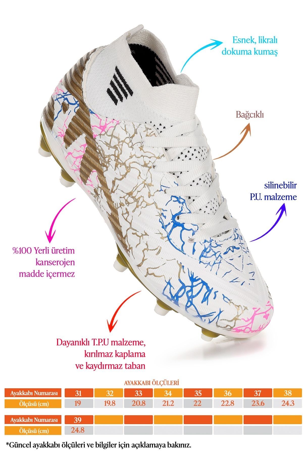 GÜLERSHOES-Astroturf Football Boots - Guaranteed, Original, Ankle and Socks 4