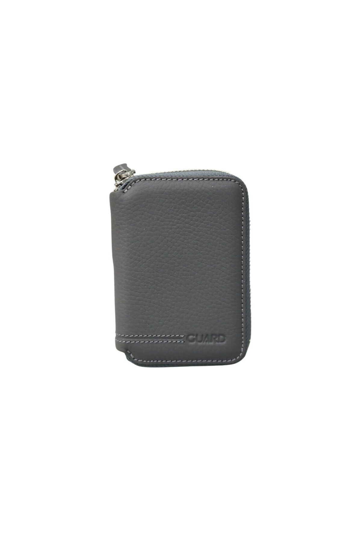 GUARD-Anthracite Genuine Leather Zippered Guti Matte Leather Mini Wallet - Grd 250207 Wt1849 1