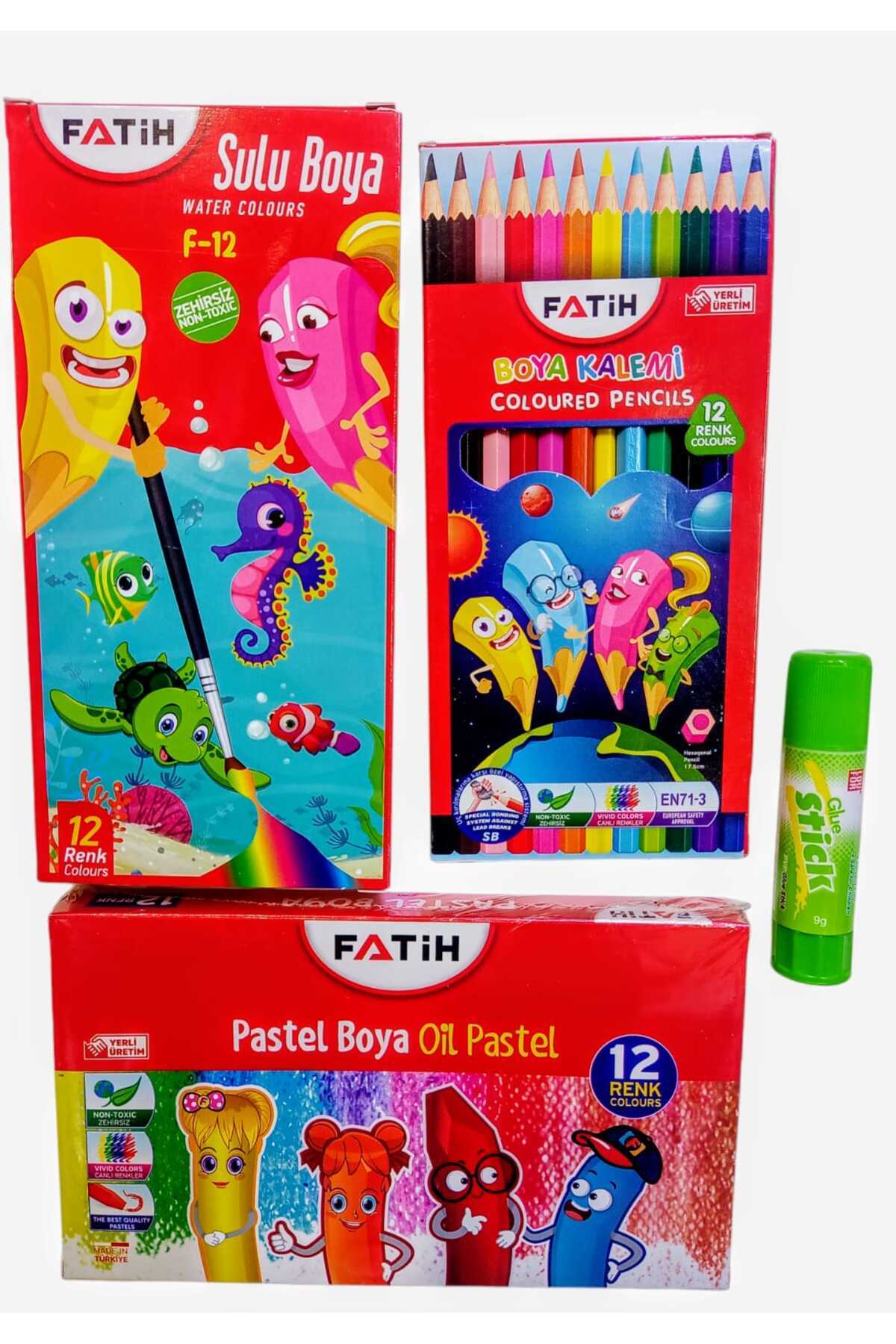 Fatih Kuru Boya Sulu Boya Pastel Boya Lou For Stick Süper Yapıştırıcı Hediyeli