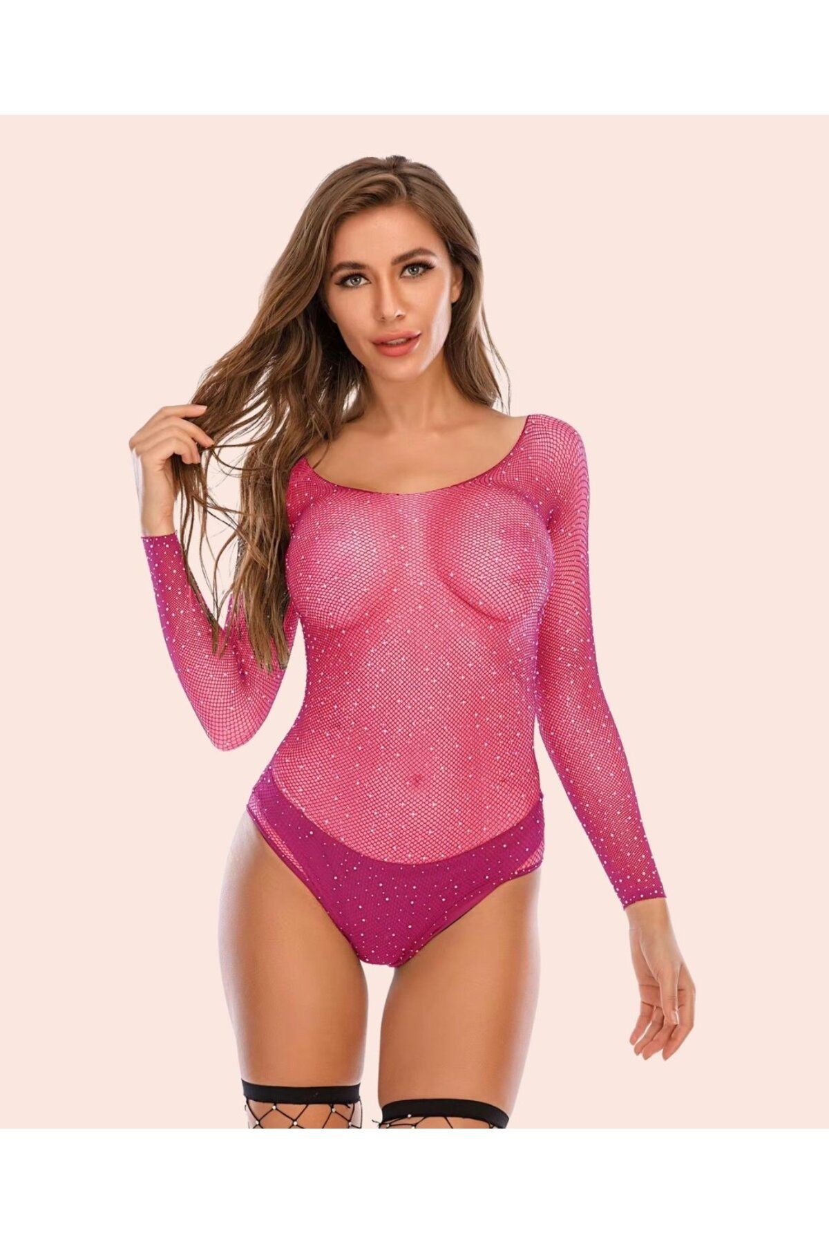 İntive Lingerie-Emery by Intive Stone Small Mesh Imported Bodysuit Babydoll Nightgown -5540 1