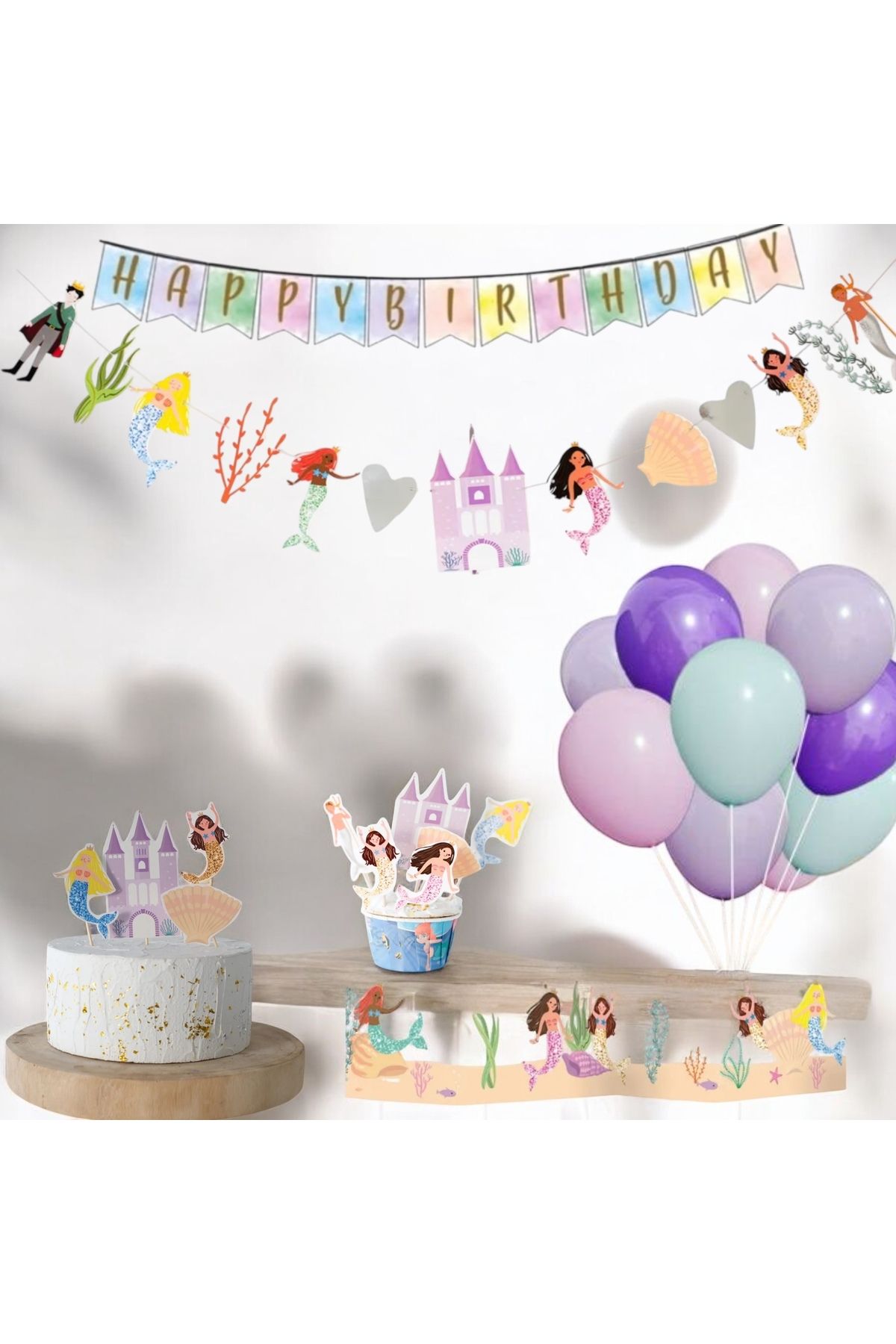 Partifabrik-Mermaid Themed Birthday Party Set 1