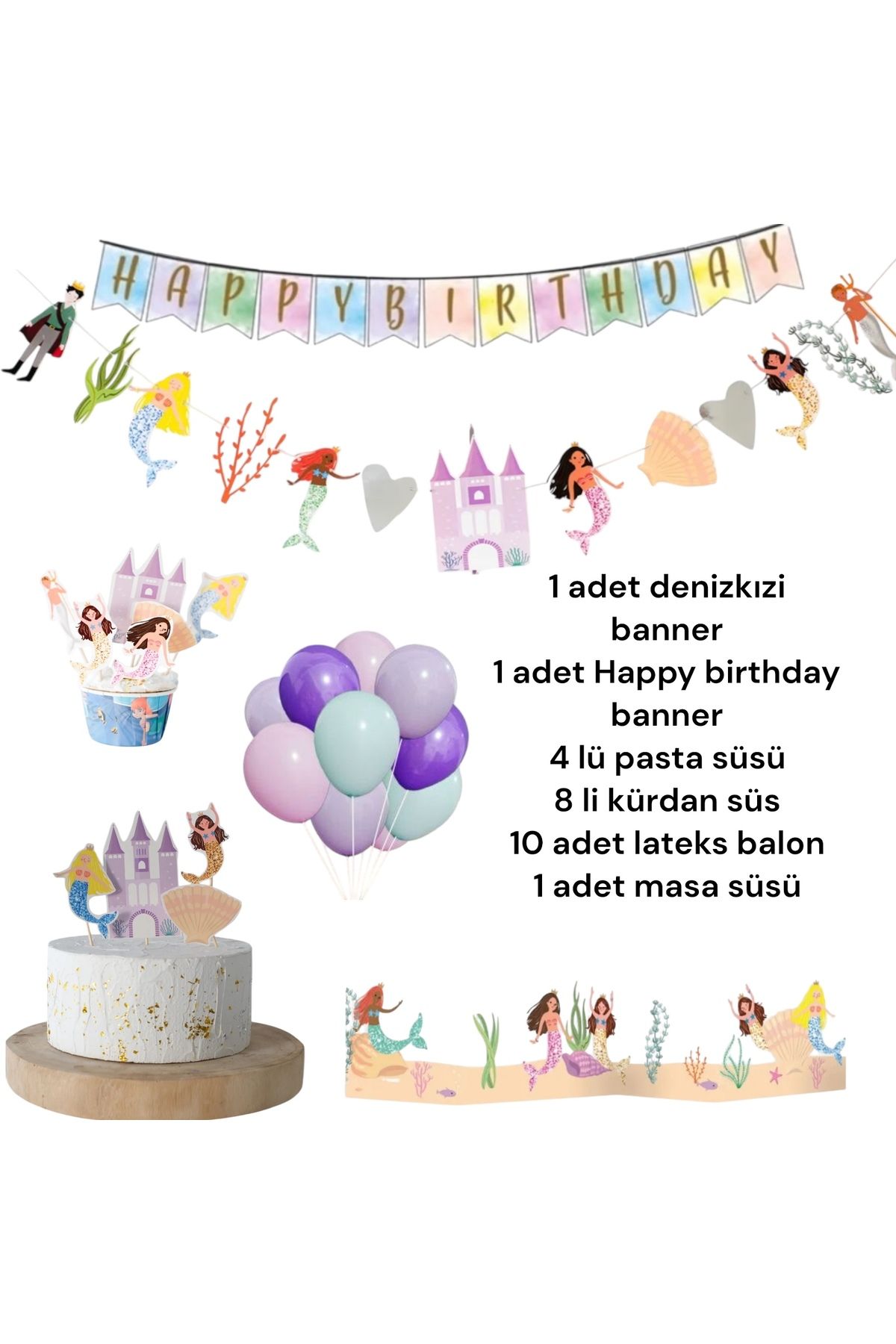 Partifabrik-Mermaid Themed Birthday Party Set 2