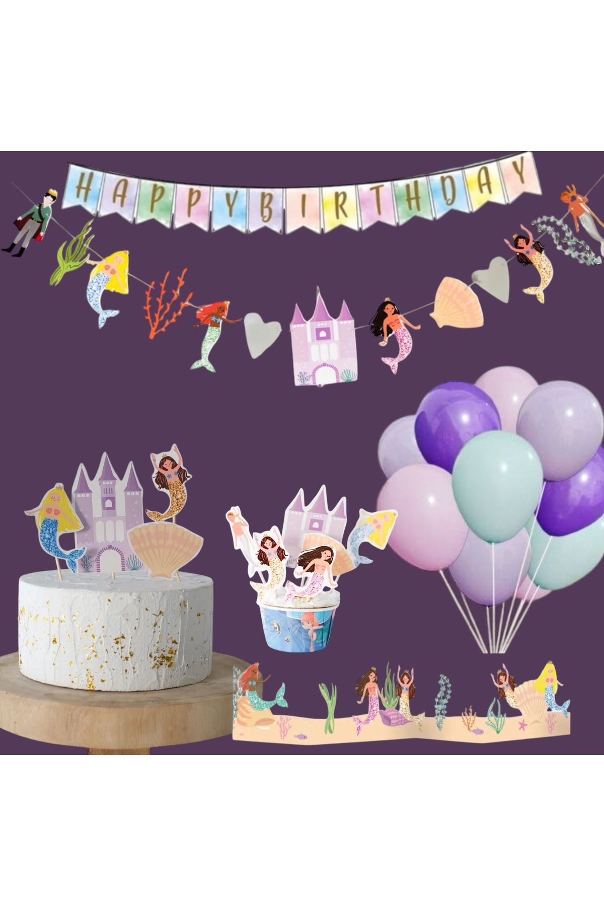 Partifabrik-Mermaid Themed Birthday Party Set 3