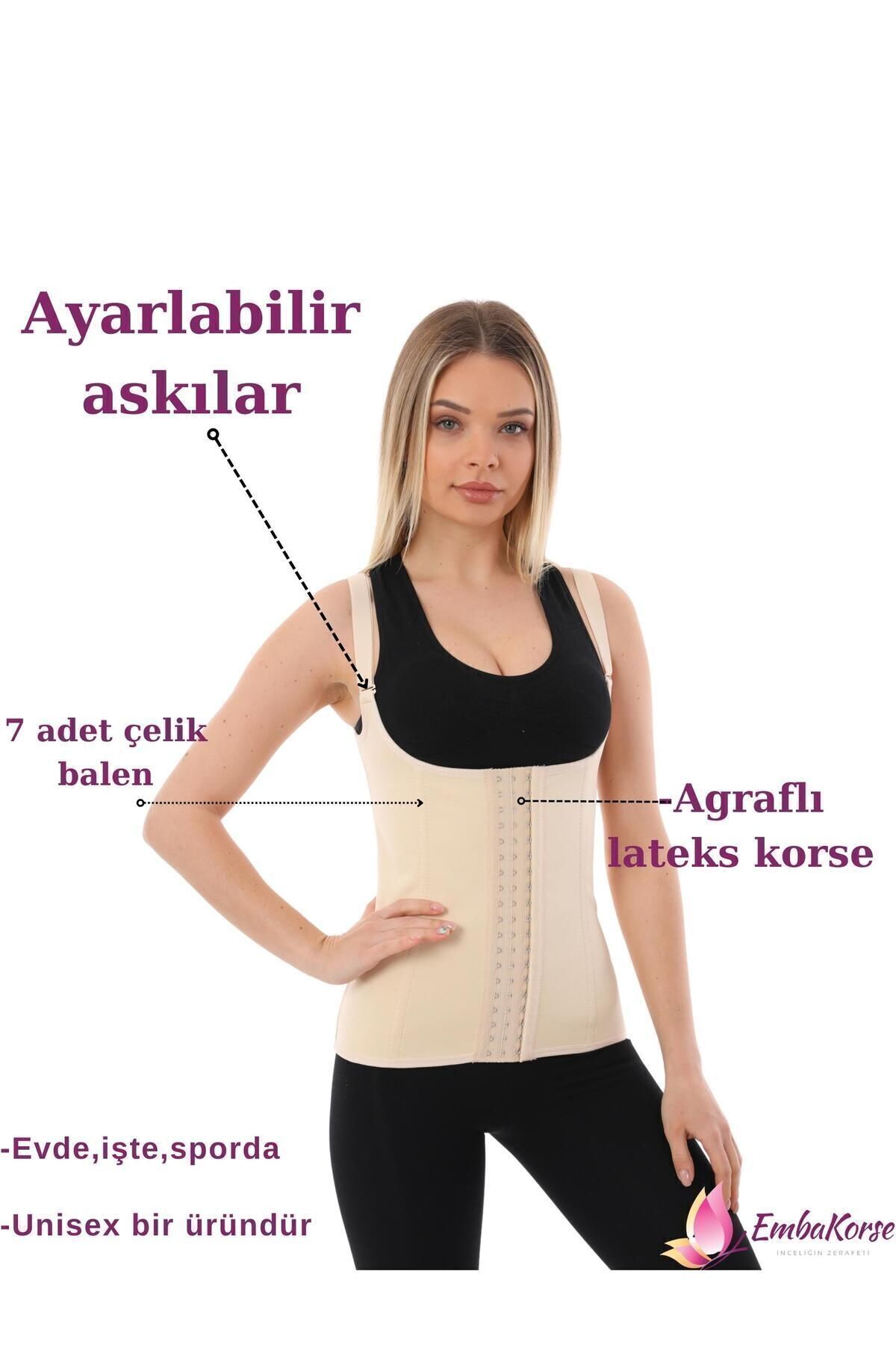 EMBA KORSE Latex Korse Çelik Balenli Bel Destekleyici Sıkılaştırıcı Lateks Doğum Sonrası Lohusa Korsesi fotoğrafı 4 (önizleme)