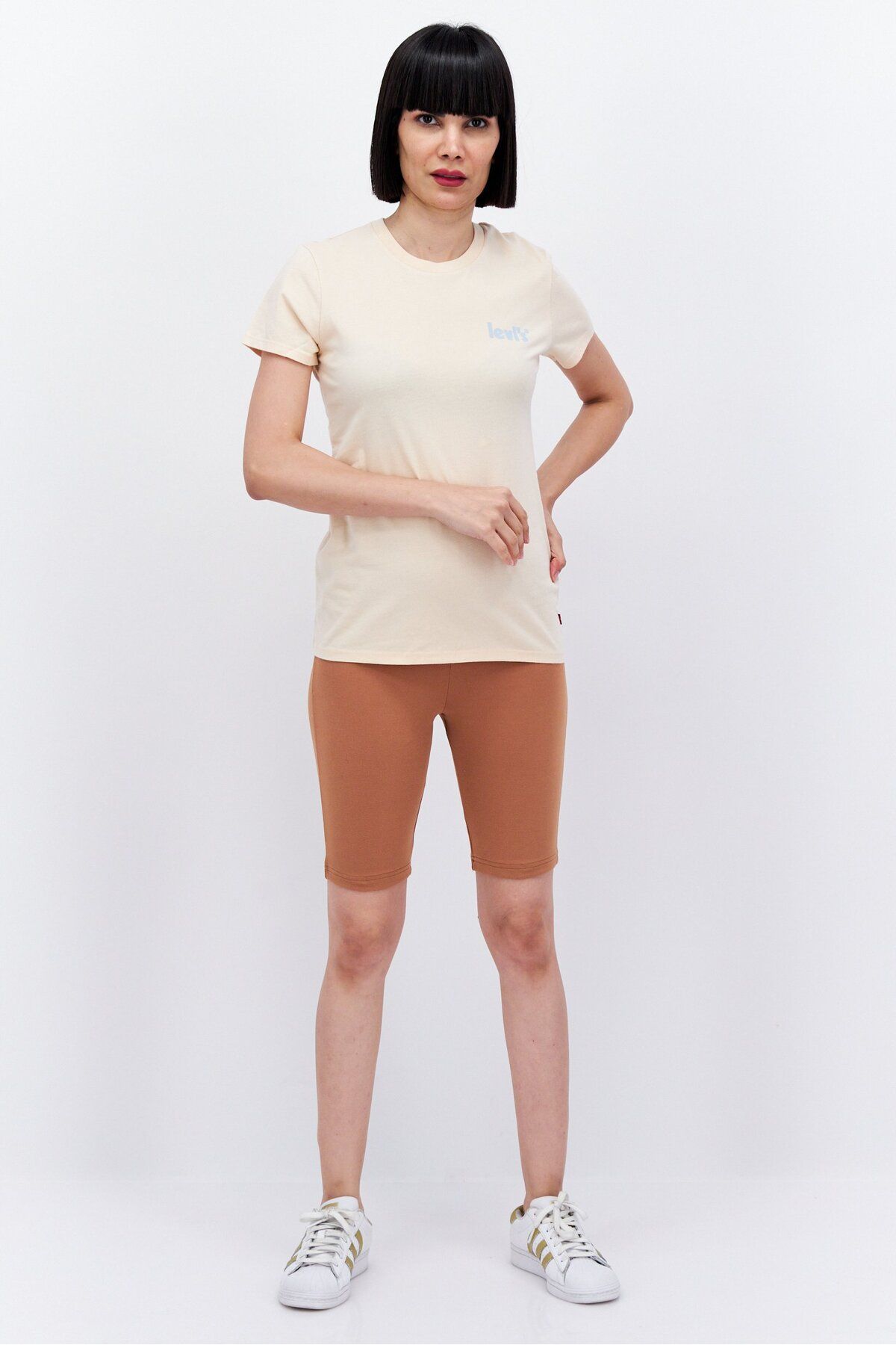 Levi's-Women Crew Neck Short Sleeve Brand Logo T Shirt, Peach 3