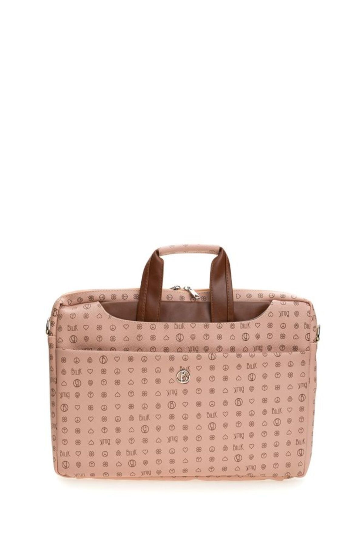 Bilik Deri-Pink/Tan Unisex Monogram Laptop and Briefcase - Briefcase-Mn 1