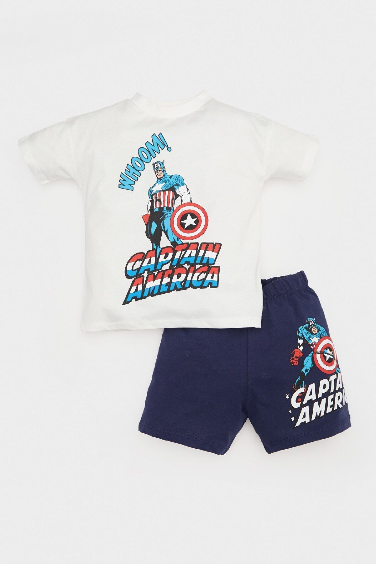 DeFacto-2-teiliges Set für Babys mit Marvel-Comics-Print – dehnbares, kurzärmliges T-Shirt und Shorts mit Taille E4720a525sm 1