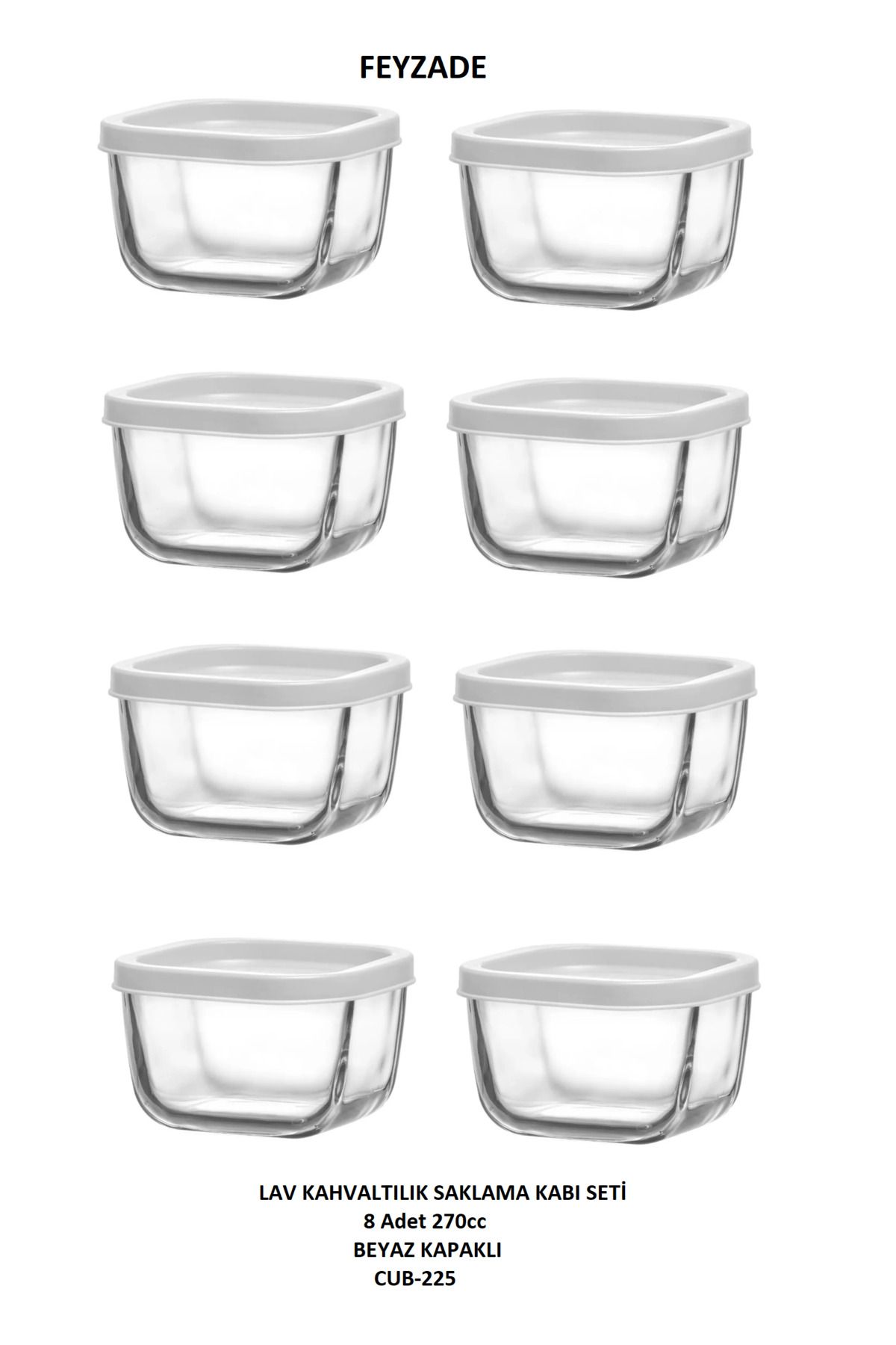 LAV-Feyzade Cube Breakfast Storage Container Set 8 Pcs 270Cc (Cub-225) 1