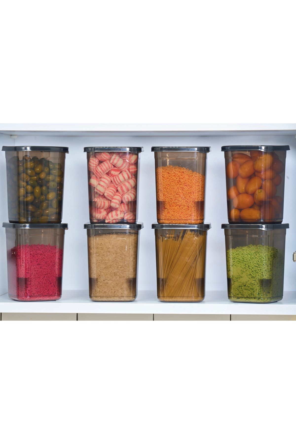 SUPERPUP-Set of 12 Self-Covered Square Storage Containers Anthracite Food and Condiment Set 1150 ml 5