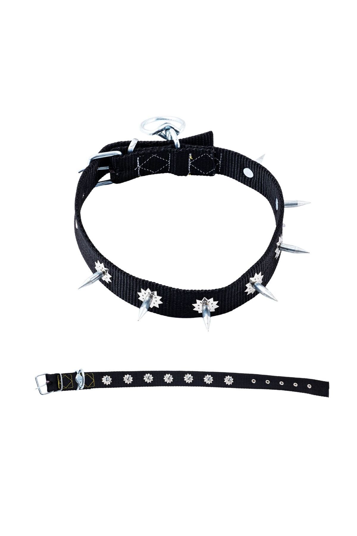 SAVEX Dokuma Çivili Köpek Boyun Tasması - 4*70 cm - Siyah