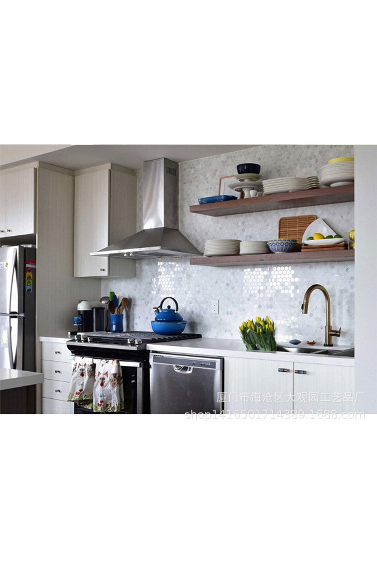 رف خشبي مثبت على الحائط مقاس: 15X60 سم